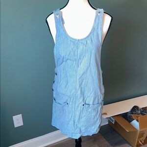 Faded Glory Blue Denim Overall Dress
